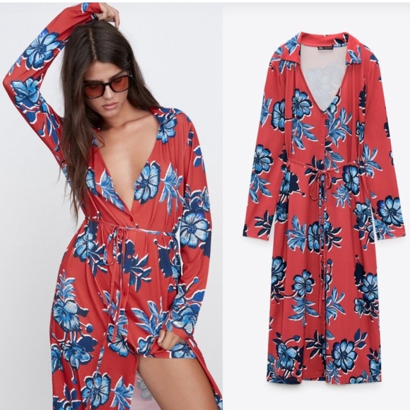 New Zara Floral print bottom from. Tie waist dress - Picture 9 of 10